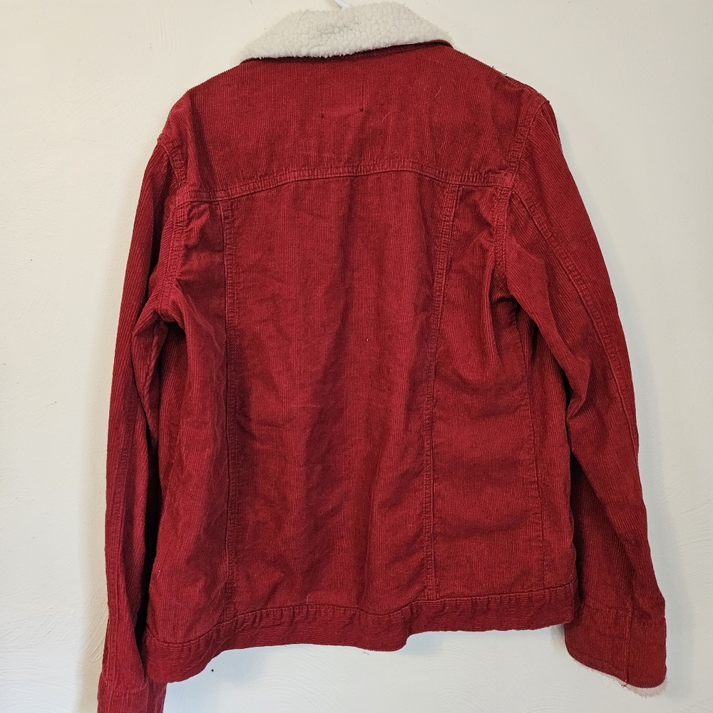 BOOHOO Man, red courderoy sherpa jacket, medium